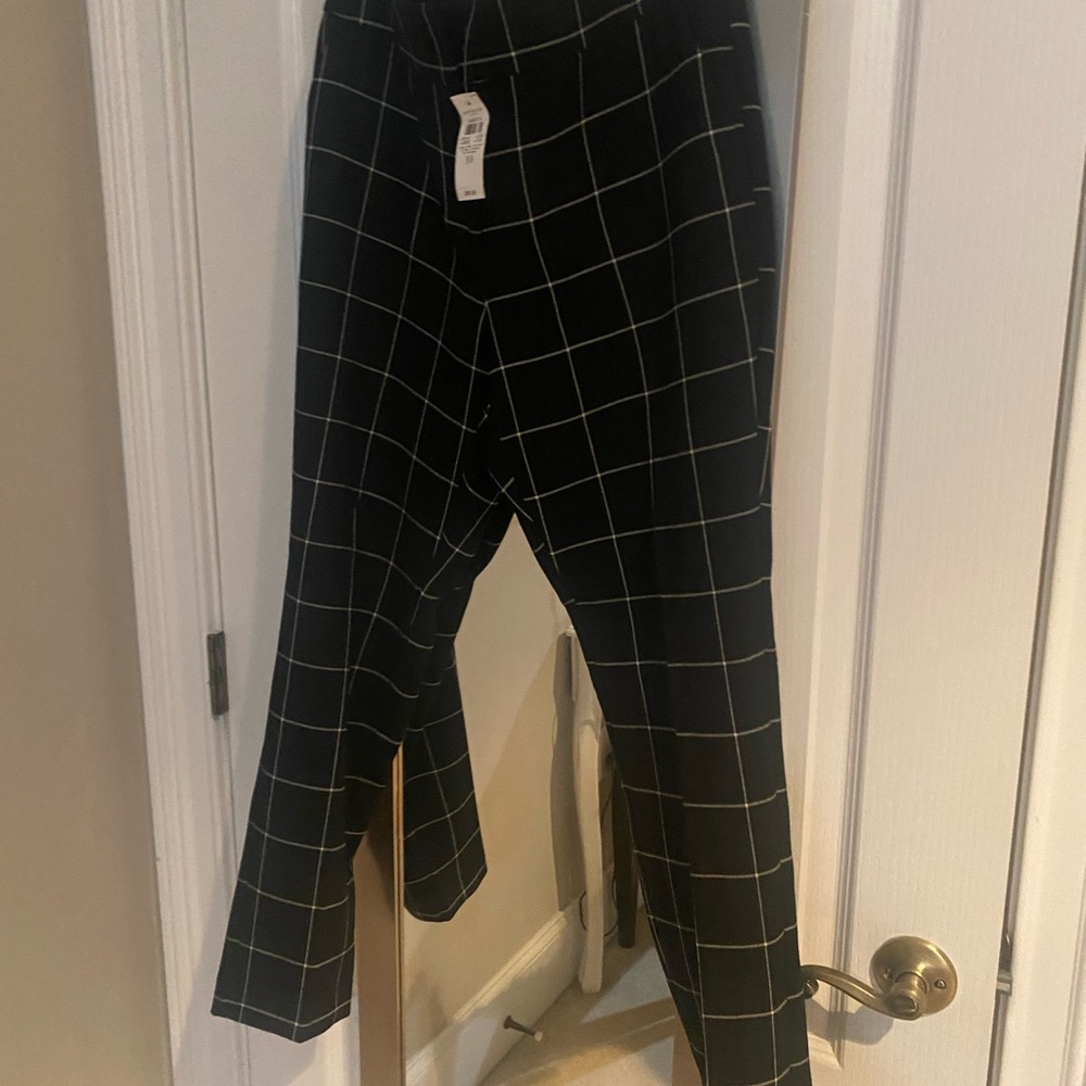 Ann Taylor Black Pants with White Grid Pattern